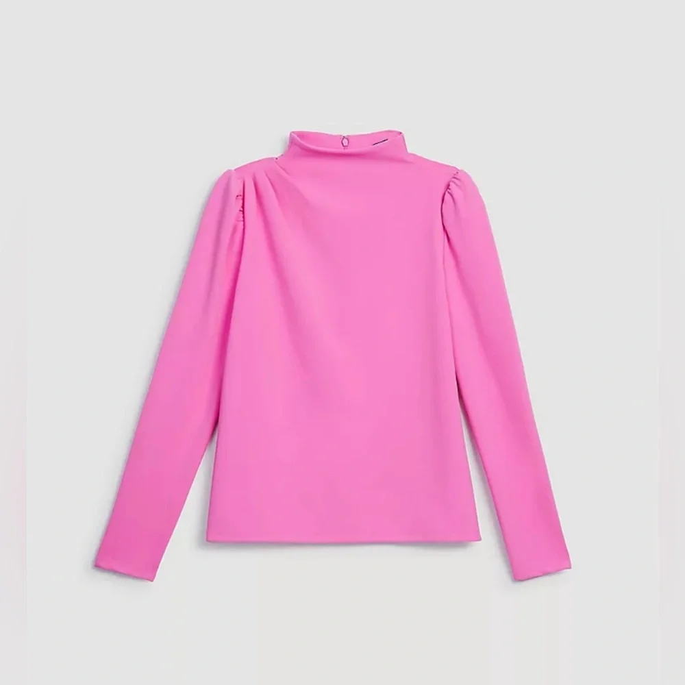 Ann Taylor Puff Sleeve Mock Neck Top - Picture 2 of 4
